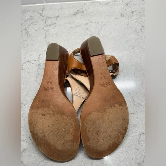 Coach Women's Brown Leather Sandals - Picture 4 of 5